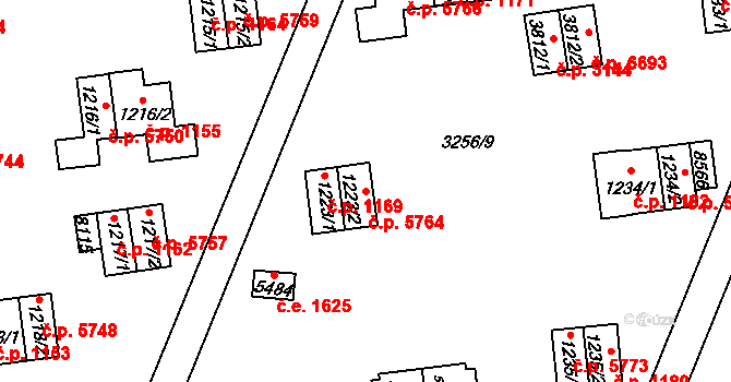 Zlín 5764 na parcele st. 1223/2 v KÚ Zlín, Katastrální mapa