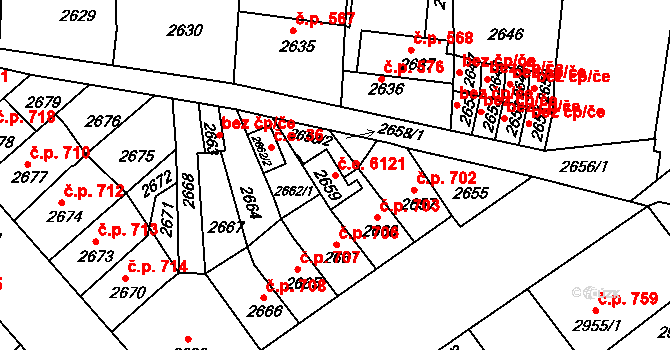 Střekov 6121, Ústí nad Labem na parcele st. 2659 v KÚ Střekov, Katastrální mapa