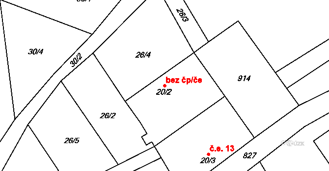 Krsy 39636585 na parcele st. 20/2 v KÚ Kejšovice, Katastrální mapa
