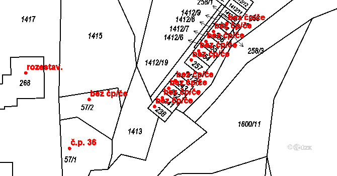 Žár 40555585 na parcele st. 242 v KÚ Žár u Nových Hradů, Katastrální mapa
