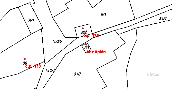 Těchlovice 43199585 na parcele st. 33 v KÚ Přerov u Těchlovic, Katastrální mapa