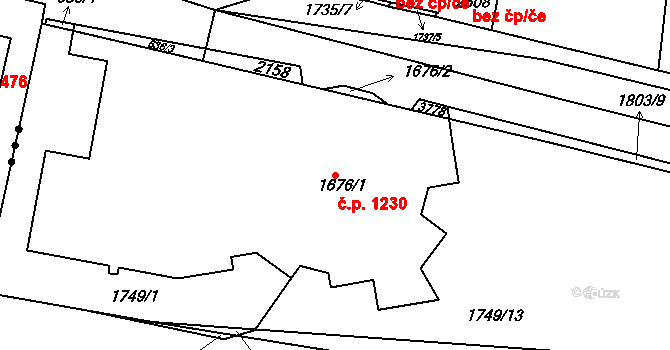 Rosice 46046585 na parcele st. 1676/1 v KÚ Rosice u Brna, Katastrální mapa