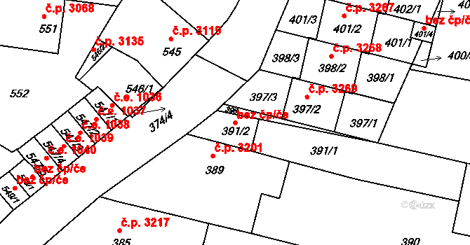 Kyjov 49993585 na parcele st. 391/2 v KÚ Boršov u Kyjova, Katastrální mapa