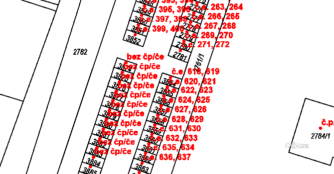 Děčín VI-Letná 620,621, Děčín na parcele st. 3855 v KÚ Podmokly, Katastrální mapa