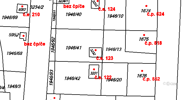 Beroun-Závodí 123, Beroun na parcele st. 3232 v KÚ Beroun, Katastrální mapa