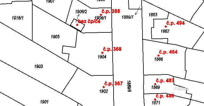 Veselí nad Lužnicí II 368, Veselí nad Lužnicí na parcele st. 1904 v KÚ Veselí nad Lužnicí, Katastrální mapa