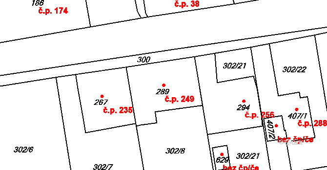 Velká Ves 249, Broumov na parcele st. 289 v KÚ Velká Ves u Broumova, Katastrální mapa