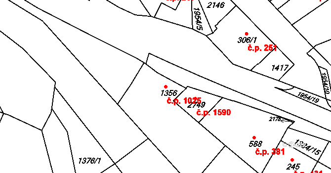 Náchod 1025 na parcele st. 1356 v KÚ Náchod, Katastrální mapa