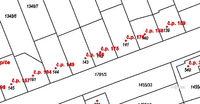Ráječko 175 na parcele st. 142 v KÚ Ráječko, Katastrální mapa