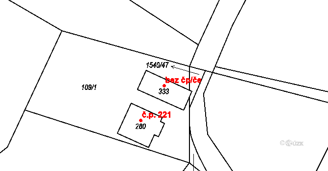 Sebranice 87357585 na parcele st. 333 v KÚ Sebranice u Boskovic, Katastrální mapa