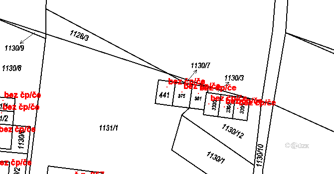 Borovnice 106521586 na parcele st. 441 v KÚ Borovnice u Staré Paky, Katastrální mapa