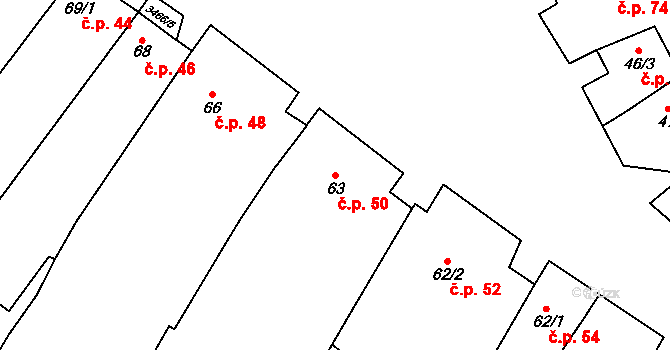 Olbramovice 50 na parcele st. 63 v KÚ Olbramovice u Moravského Krumlova, Katastrální mapa