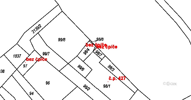 Lednice 108019586 na parcele st. 98/7 v KÚ Lednice na Moravě, Katastrální mapa