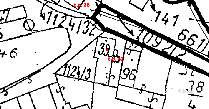 Žandov 42, Chlístovice na parcele st. 39 v KÚ Žandov, Katastrální mapa