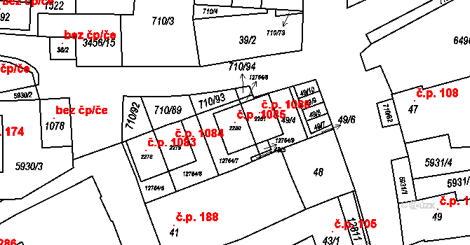 Hrušovany nad Jevišovkou 1085 na parcele st. 2280 v KÚ Hrušovany nad Jevišovkou, Katastrální mapa