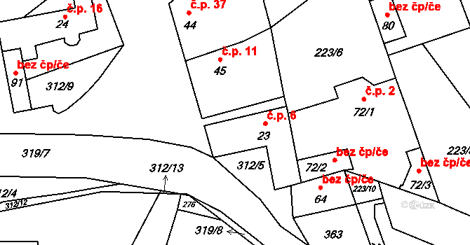 Drnov 6, Žižice na parcele st. 23 v KÚ Drnov, Katastrální mapa