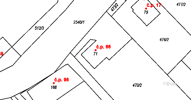 Sedlejov 66 na parcele st. 71 v KÚ Sedlejov, Katastrální mapa