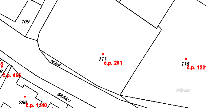 Rychvald 251 na parcele st. 111 v KÚ Rychvald, Katastrální mapa