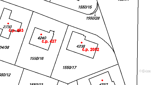 Šumperk 2052 na parcele st. 4238 v KÚ Šumperk, Katastrální mapa