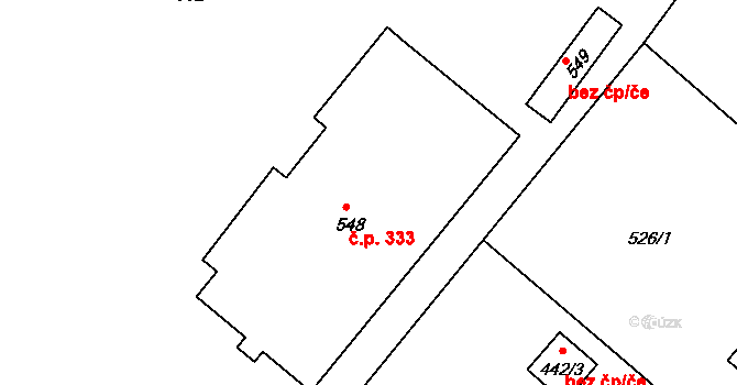 Donín 333, Hrádek nad Nisou na parcele st. 548 v KÚ Donín u Hrádku nad Nisou, Katastrální mapa