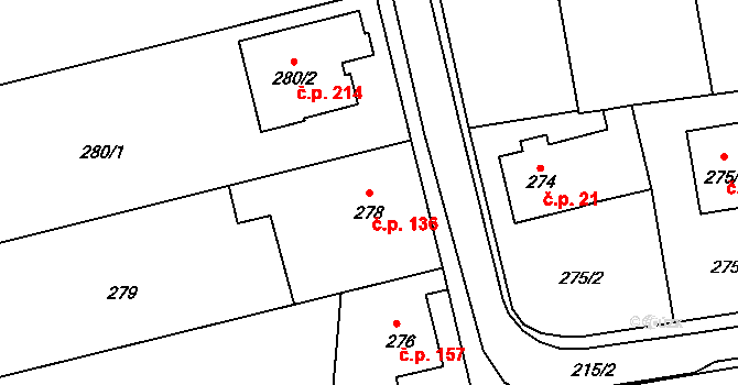 Klepačov 136, Blansko na parcele st. 278 v KÚ Klepačov, Katastrální mapa
