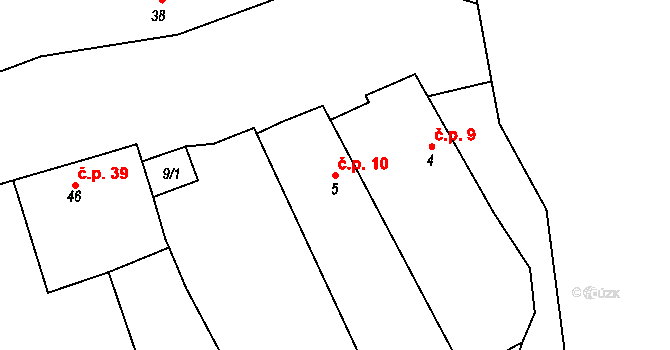 Svařenice 10, Vrutice na parcele st. 5 v KÚ Svařenice, Katastrální mapa