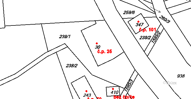 Mukařov 25, Malá Skála na parcele st. 30 v KÚ Mukařov u Jablonce nad Nisou, Katastrální mapa