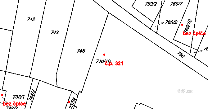 Postoloprty 321 na parcele st. 746/10 v KÚ Postoloprty, Katastrální mapa