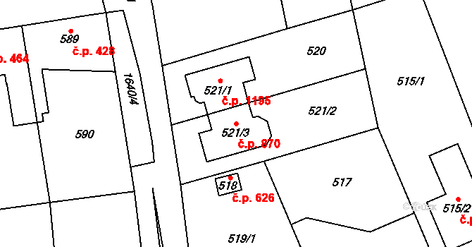 Řeporyje 870, Praha na parcele st. 521/3 v KÚ Řeporyje, Katastrální mapa