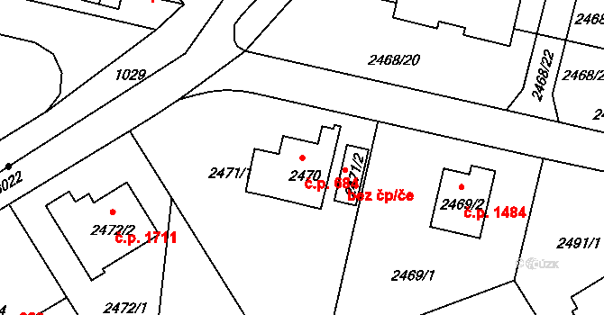 Braník 684, Praha na parcele st. 2470 v KÚ Braník, Katastrální mapa