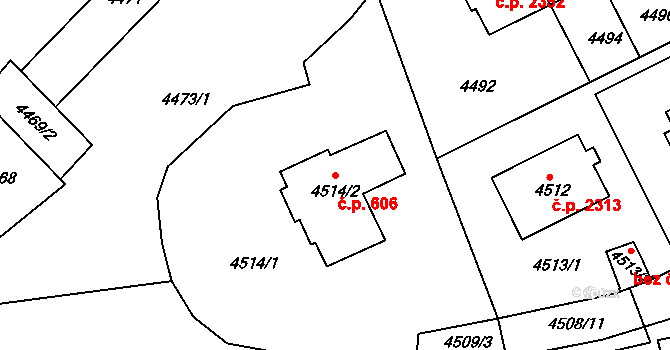 Smíchov 606, Praha na parcele st. 4514/2 v KÚ Smíchov, Katastrální mapa
