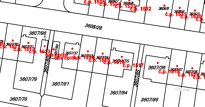 Břevnov 1516, Praha na parcele st. 3607/34 v KÚ Břevnov, Katastrální mapa