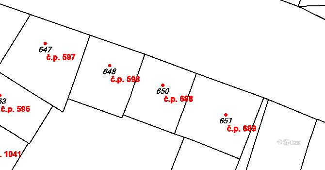 Vršovice 688, Praha na parcele st. 650 v KÚ Vršovice, Katastrální mapa