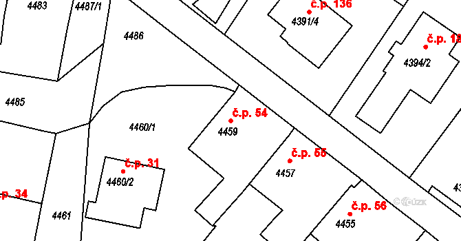 Příbram V-Zdaboř 54, Příbram na parcele st. 4459 v KÚ Příbram, Katastrální mapa