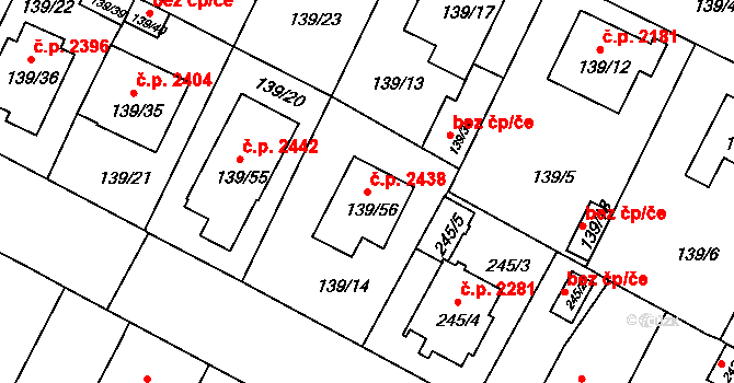 České Budějovice 3 2438, České Budějovice na parcele st. 139/56 v KÚ České Budějovice 3, Katastrální mapa