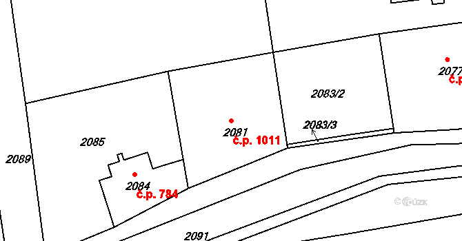 Rumburk 1 1011, Rumburk na parcele st. 2081 v KÚ Rumburk, Katastrální mapa