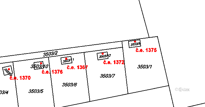 Kuřim 1372 na parcele st. 3503/12 v KÚ Kuřim, Katastrální mapa