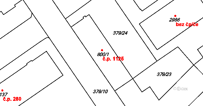 Přívoz 1125, Ostrava na parcele st. 800/1 v KÚ Přívoz, Katastrální mapa