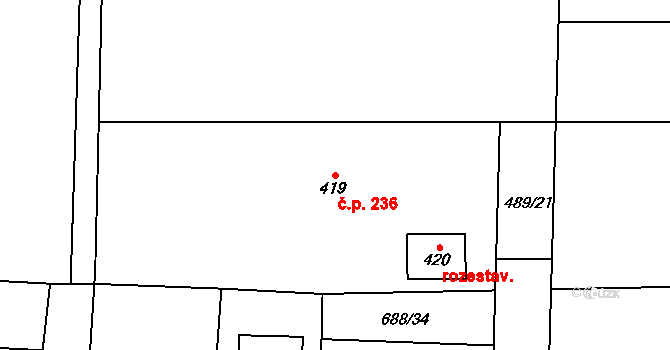 Dolní Chrastava 236, Chrastava na parcele st. 419 v KÚ Dolní Chrastava, Katastrální mapa