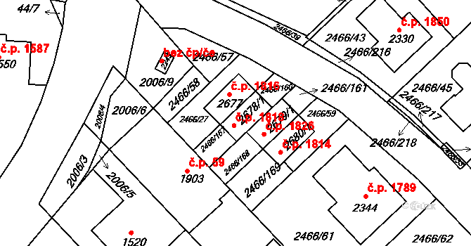 Tišnov 1818 na parcele st. 2678/1 v KÚ Tišnov, Katastrální mapa