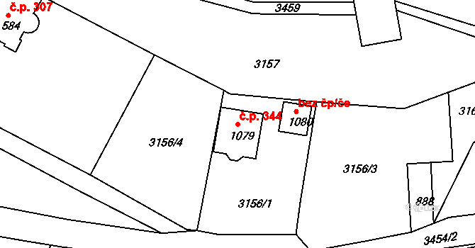 Jílové 344 na parcele st. 1079 v KÚ Jílové u Děčína, Katastrální mapa