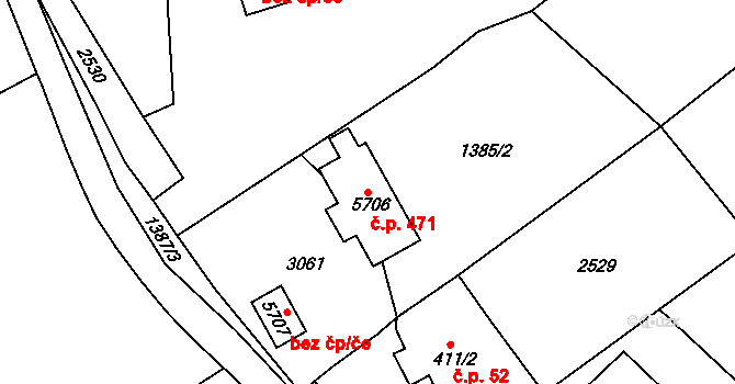 Kryblice 471, Trutnov na parcele st. 5706 v KÚ Trutnov, Katastrální mapa