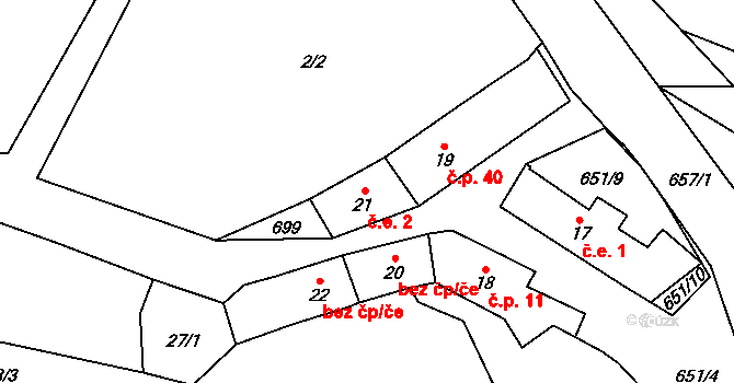 Jetenovice 2, Velký Bor na parcele st. 21 v KÚ Jetenovice, Katastrální mapa