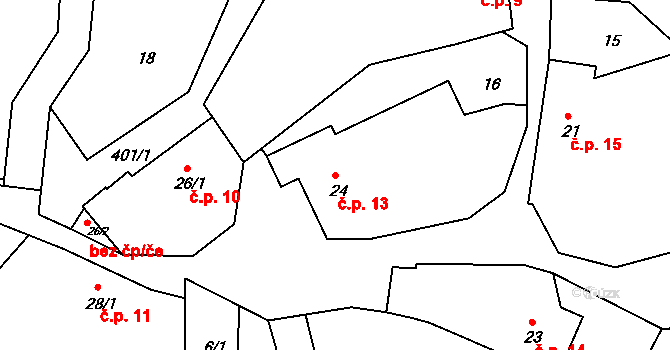 Nespery 13, Veliš na parcele st. 24 v KÚ Nespery, Katastrální mapa