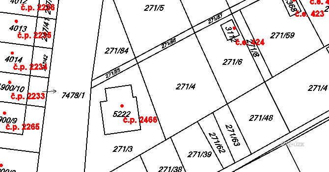 Uherský Brod 425 na parcele st. 271/4 v KÚ Uherský Brod, Katastrální mapa
