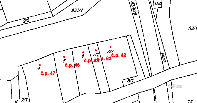 Heroltice 42, Hoštice-Heroltice na parcele st. 7/2 v KÚ Heroltice, Katastrální mapa