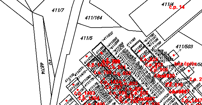 Ráj 799, Karviná na parcele st. 411/69 v KÚ Ráj, Katastrální mapa