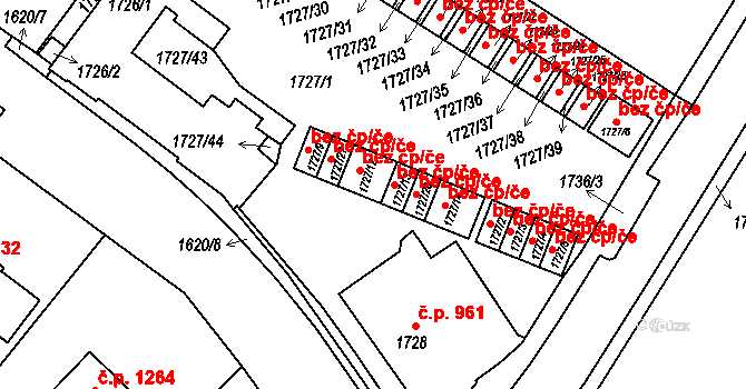 Tachov 44064586 na parcele st. 1727/12 v KÚ Tachov, Katastrální mapa