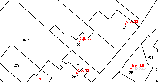 Skrochovice 33, Brumovice na parcele st. 56 v KÚ Skrochovice, Katastrální mapa
