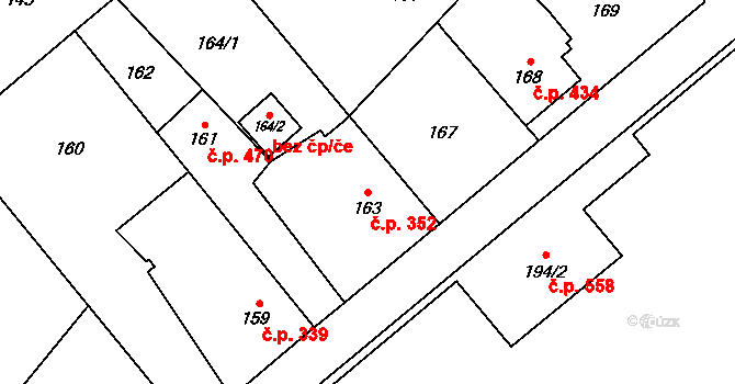 Štěpánkovice 352 na parcele st. 163/1 v KÚ Štěpánkovice, Katastrální mapa